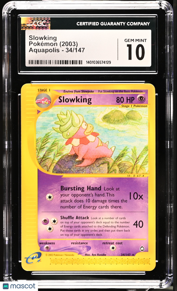 2003 Pokemon Aquapolis Slowking CGC 10 #34/147