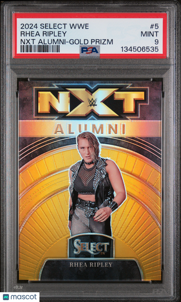 2024 Panini Select WWE NXT Alumni Rhea Ripley #5 Gold Prizm /10 PSA 9