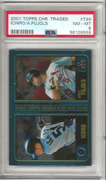 2001 Topps Chrome Traded #T99 Albert Pujols Ichiro Suzuki Rookie  PSA 8