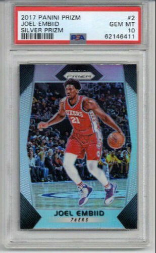 2017 PANINI PRIZM SILVER PRIZM #2 JOEL EMBIID 76ERS PSA 10 LOW POP RARE