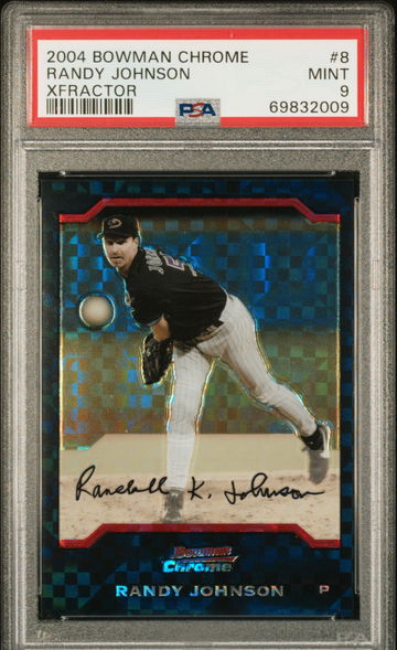2004 Bowman Chrome #8 Randy Johnson Xfractor # /172 PSA 9 MINT Population 2 SSP