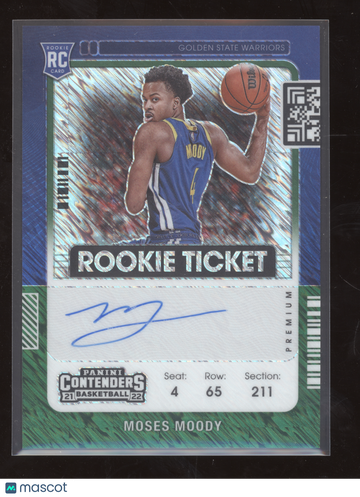 2021 Panini Contenders Basketball Moses Moody #114 Variation Rookie Ticket Auto RC