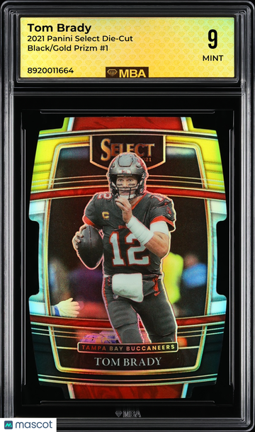 2021 Panini Select Tom Brady #1 Die-Cut Black/Gold Prizm MBA 9