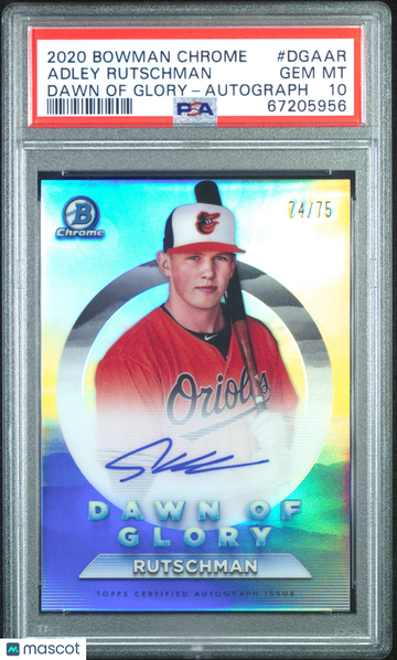 2020 Bowman Chrome Dawn Of Glory Adley Rutschman #DGAAR Autograph /75 PSA 10