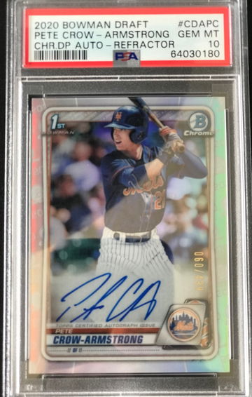 Pete Crow-Armstrong 2020 Bowman Draft Refractor Auto /499 PSA 10