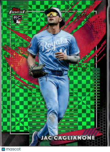 Jac Caglianone 2026 Topps Finest RC Green Checkerboard /99 Kansas City Royals