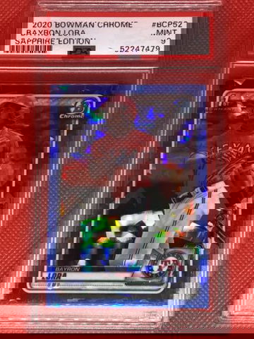 PSA 9 BAYRON LORA 1st 2020 Bowman Chrome Sapphire Refractor Rookie Card RC MINT!