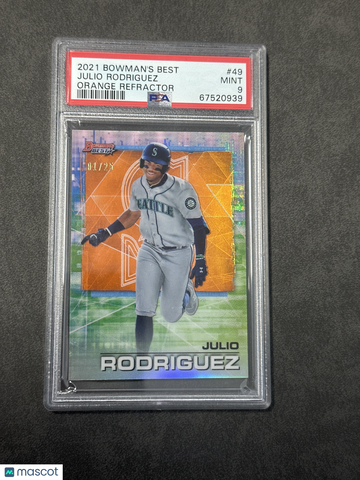 2021 Bowman's Best Julio Rodriguez #49 Orange Refractor PSA 9