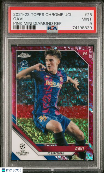 2021 Topps Chrome UEFA Champions League Gavi #25 Pink Mini Diamond Refractor PSA 9