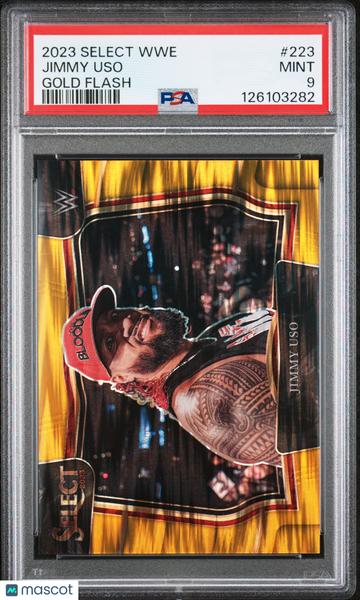 2023 Panini Select WWE Jimmy Uso #223 Gold Flash /10 PSA 9