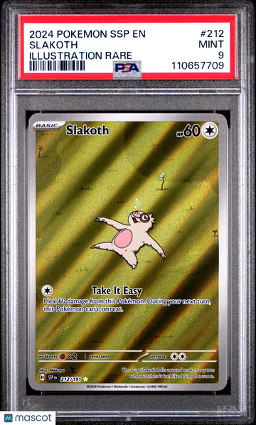 2024 Pokemon SSP EN-Surging Sparks Slakoth Illustration Rare PSA 9 #212