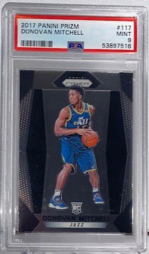 2017 Panini Prizm Donovan Mitchell #117 PSA 9 Mint Rookie RC