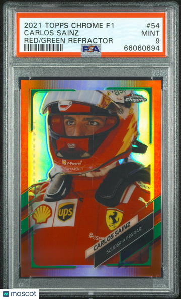 2021 Topps Chrome Formula 1 Carlos Sainz #54 Red Green Refractor PSA 9