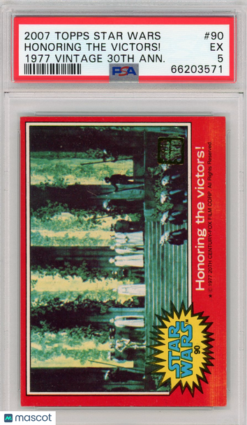 2007 Topps Star Wars 1977 Vintage 30th Anniversary Stamped Card Honoring The Victors! #90 PSA 5