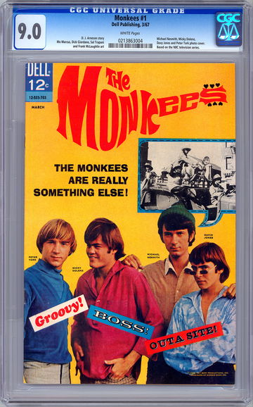 THE MONKEES #1 CGC 9.0 DICK GIORDANO ART CLASSIC 60’S TV SERIES ADAPTN DELL 1967