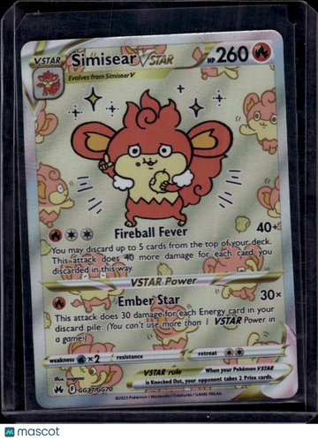 2023 Crown Zenith Simisear VSTAR Holo SAR FA #GG37/GG70