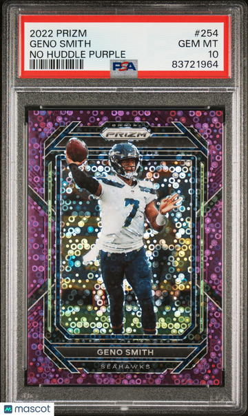 2022 Panini Prizm Geno Smith #254 No Huddle Purple PSA 10