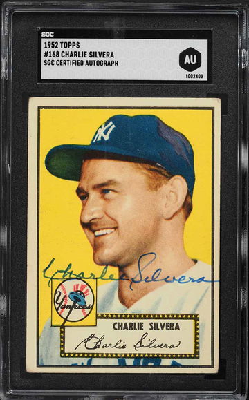 1952 Topps Baseball Charlie Silvera #168 SGC A AUTO