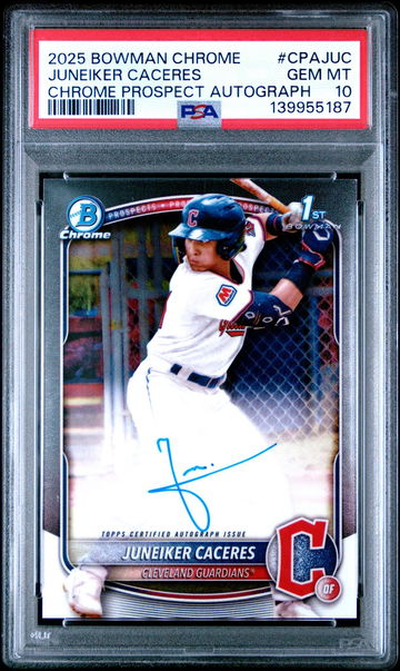 2025 Chrome Prospect Autographs Juneiker Caceres #CPAJUC PSA 10