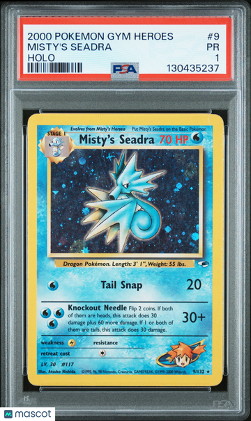 2000 Pokemon Gym Heroes Misty's Seadra Holo PSA 1 #9