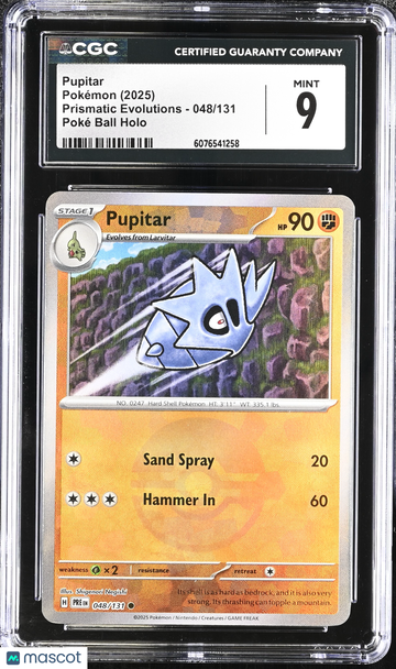 2025 Pokemon Prismatic Evolutions Pupitar Pok^ Ball Holo 048/131 CGC 9 #048/131