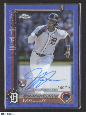 2025 Topps Chrome Justyn-Henry Malloy #RA-JM Blue Refractor 140/150 RC Auto