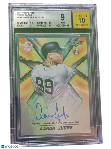 2017 Topps Fire Autographs Aaron Judge #FAAJ /250 BGS 9 Auto 10