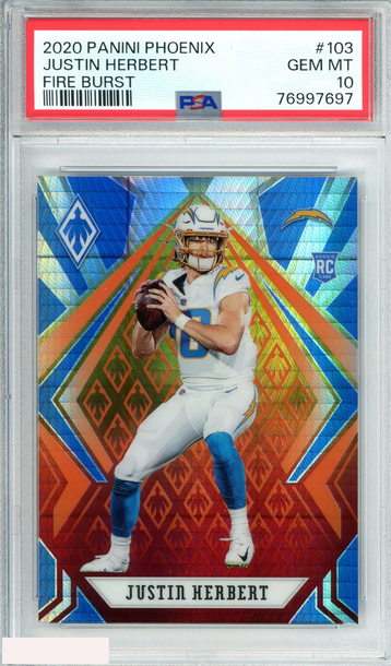 2020 PANINI PHOENIX JUSTIN HERBERT #103 FIRE BURST ROOKIE RC PSA 10 GEM MT