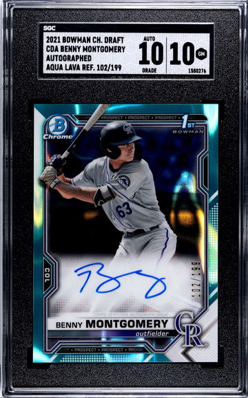 2021 Bowman Chrome Draft Benny Montgomery Autograph Aqua Lava Refractor SGC 10/10 10