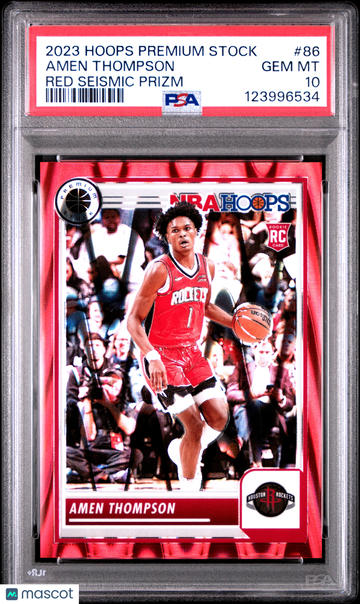 2023 Panini Hoops Premium Stock Amen Thompson #86 Red Seismic Prizm PSA 10