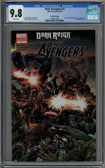 Dark Avengers 3 CGC 9.8 2nd Print Dark Reign Venom Variant Wraparound cover