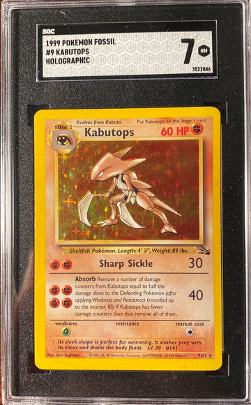 1999 Fossil Pokémon #9 Kabutops Holo Holographic 7 NM