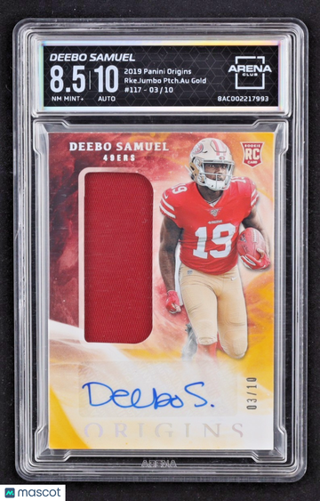 Graded 2019 Panini Origins Deebo Samuel #117 Gold Rookie Mem Auto 8.5 Panini Authentic Football Card