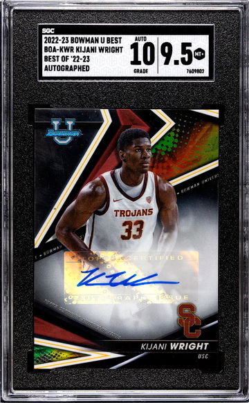 2022 Bowman U Best Autograph Kijani Wright #BOA-KWR SGC 9.5 Auto 10