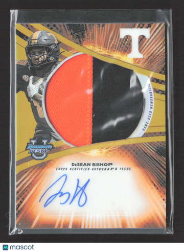 2025 Bowman University's Best Football DeSean Bishop #JRA-DBI Gold Refractor Game-Used Memorabilia Prospect Jumbo Relic