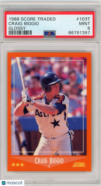 1988 Score Traded Craig Biggio #103T Glossy PSA 9