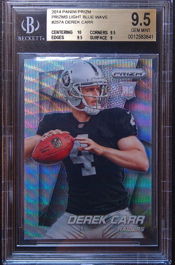 DEREK CARR 2014 PRIZM LIGHT BLUE WAVE #257A