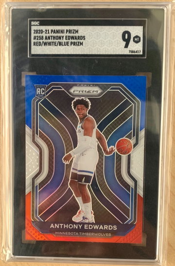 2020 Panini Prizm Anthony Edwards Red/White/Blue #258 SGC 9