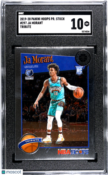 2019 Panini Hoops Premium Stock Ja Morant #297 Tribute Rookie SGC 10