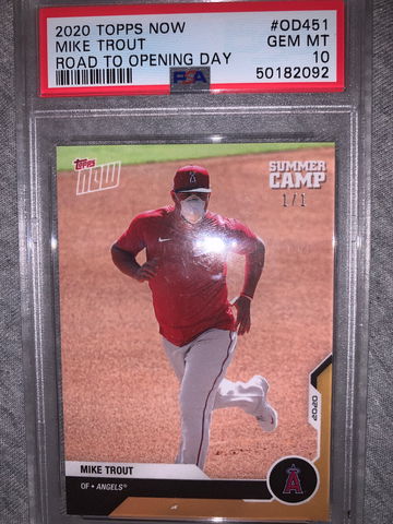 Topps Now 2020 Mike Trout COVID Mask 1/1 PSA 10 