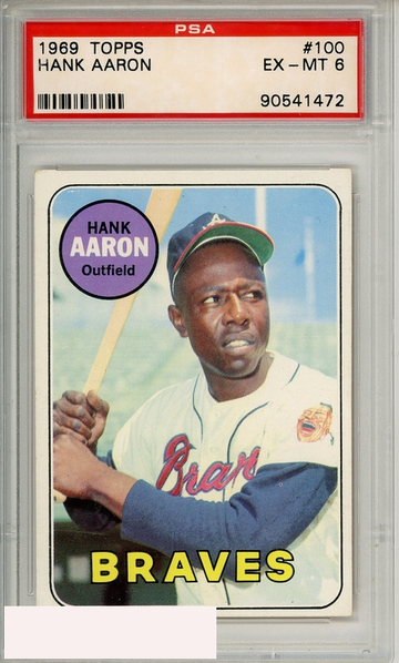 1969 TOPPS HANK AARON #100 PSA 6 EX-MT