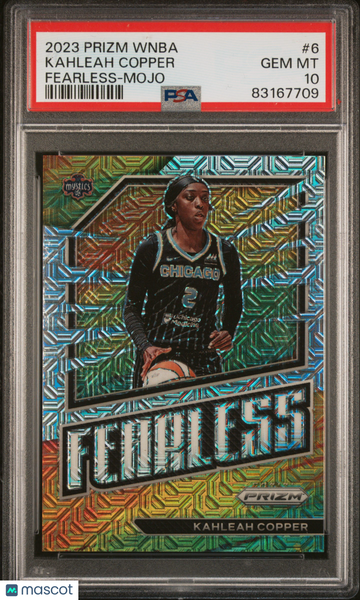 2023 Panini Prizm WNBA Fearless Kahleah Copper #6 Fearless-Mojo PSA 10