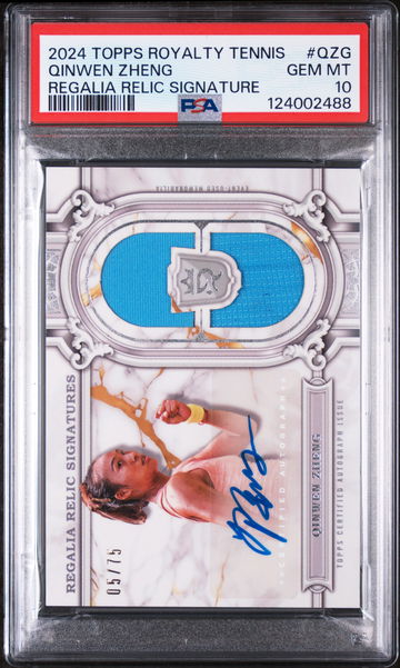 2024 Topps Royalty Tennis Regalia Relic Signatures Qinwen Zheng #QZG /75 PSA 10