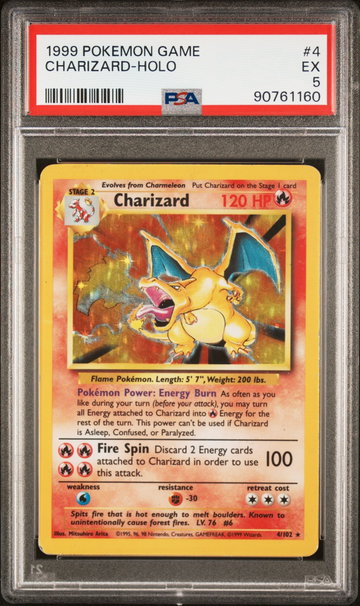 1999 Pokemon Base Set Holo Charizard #4 PSA 5