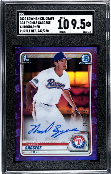 Thomas Saggese True Purple Auto Refractor 2020 Bowman Chrome Draft CDA-TSA 242/250