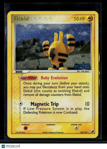 2007 EX Unseen Forces Elekid Reverse Holo Rare #23/115