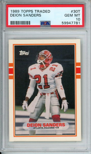 DEION SANDERS 1989 Topps Traded #30T ROOKIE PSA 10 GEM Mint Falcons Cowboys 49ers