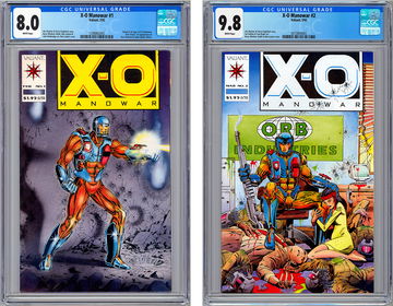 X-O MANOWAR #1-2 CGC 8.0-9.8 BOB LAYTON CVRS JIM SHOOTER ORIG STORY VALIANT 1992