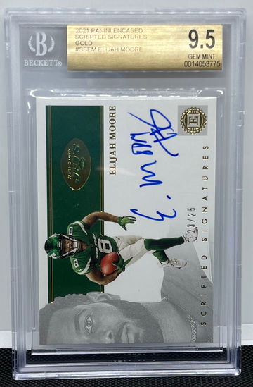 2021 Panini Encased Elijah Moore Scripted Signatures GOLD /25 #SS-EM BGS 9.5