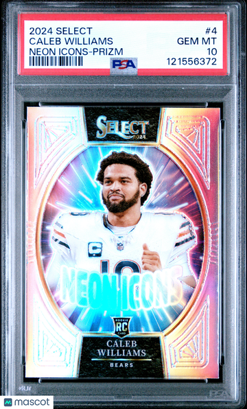 2024 Panini Select Neon Icons Caleb Williams #4 Prizm Rookie PSA 10